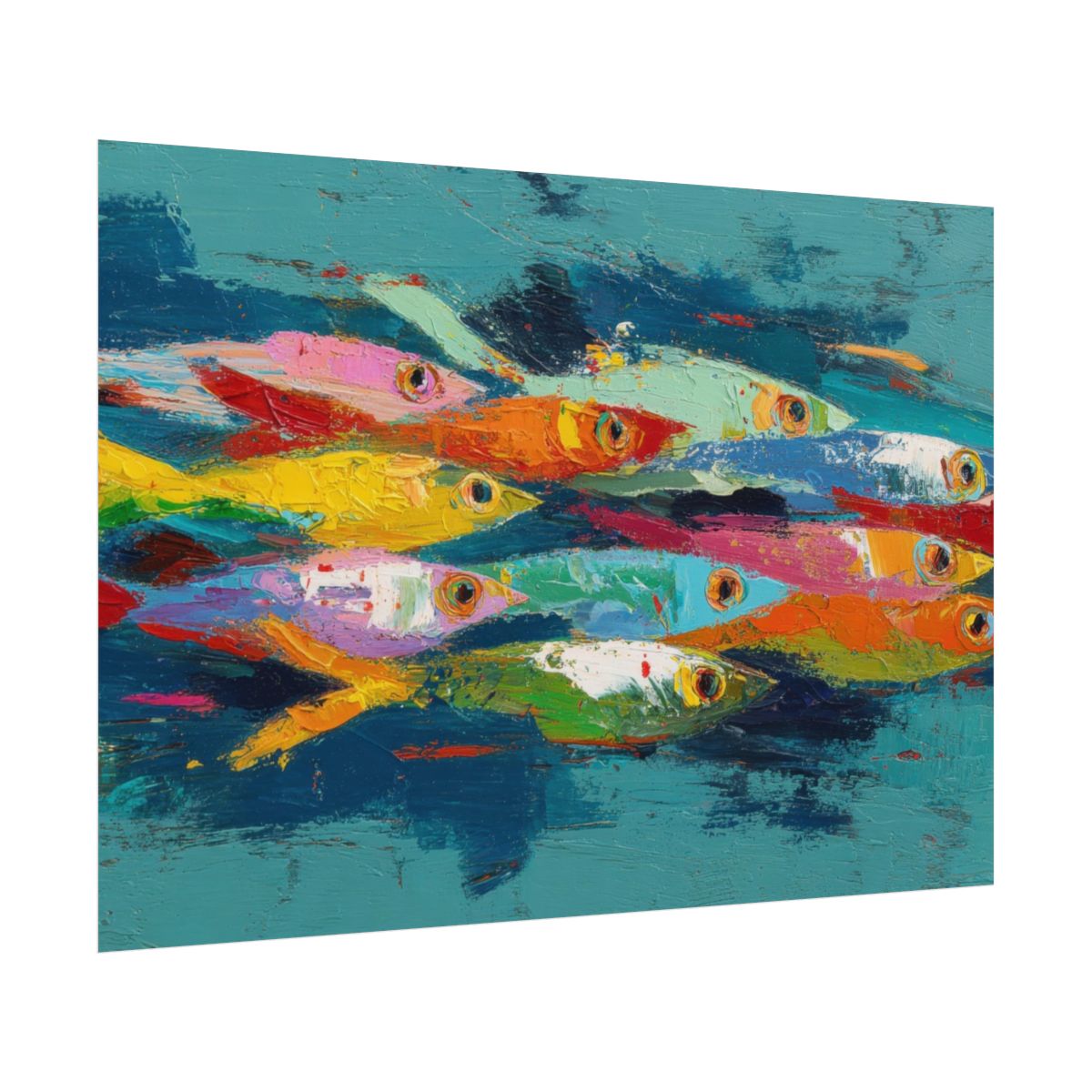 Abstract Fish School Canvas Art – fine art poster print