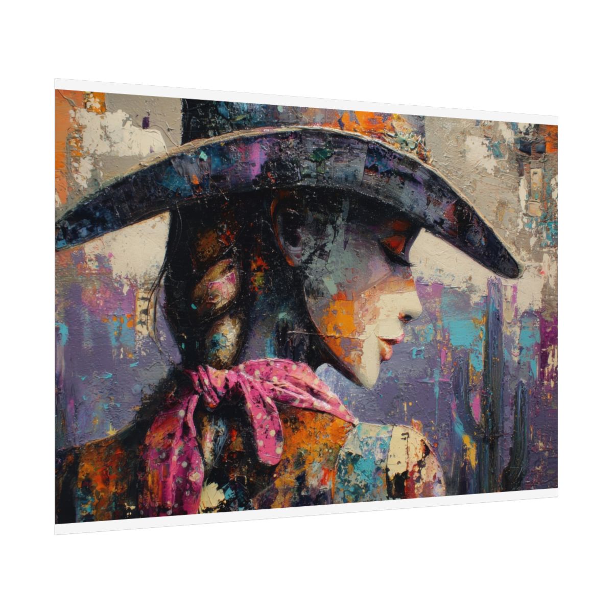 Abstract Western Cowgirl Canvas Print – fine art poster print