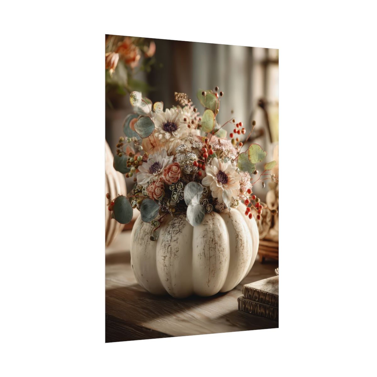 Autumn Pumpkin Floral Canvas Print – fine art poster print