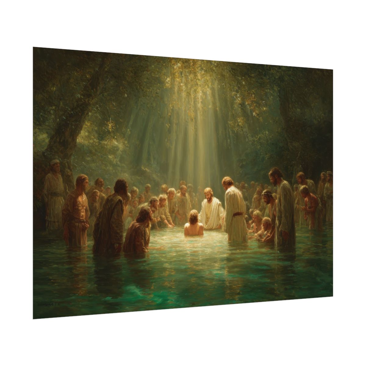 Baptism of Jesus Canvas Wall Art – fine art poster print