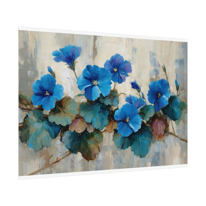 Blue Floral Canvas Wall Art – fine art poster print
