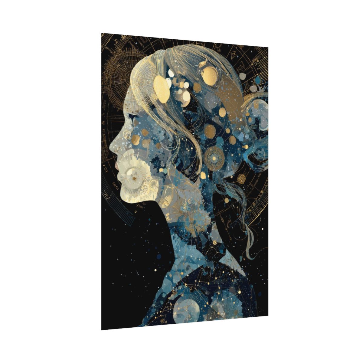 Celestial Woman Silhouette Canvas Art – fine art poster print