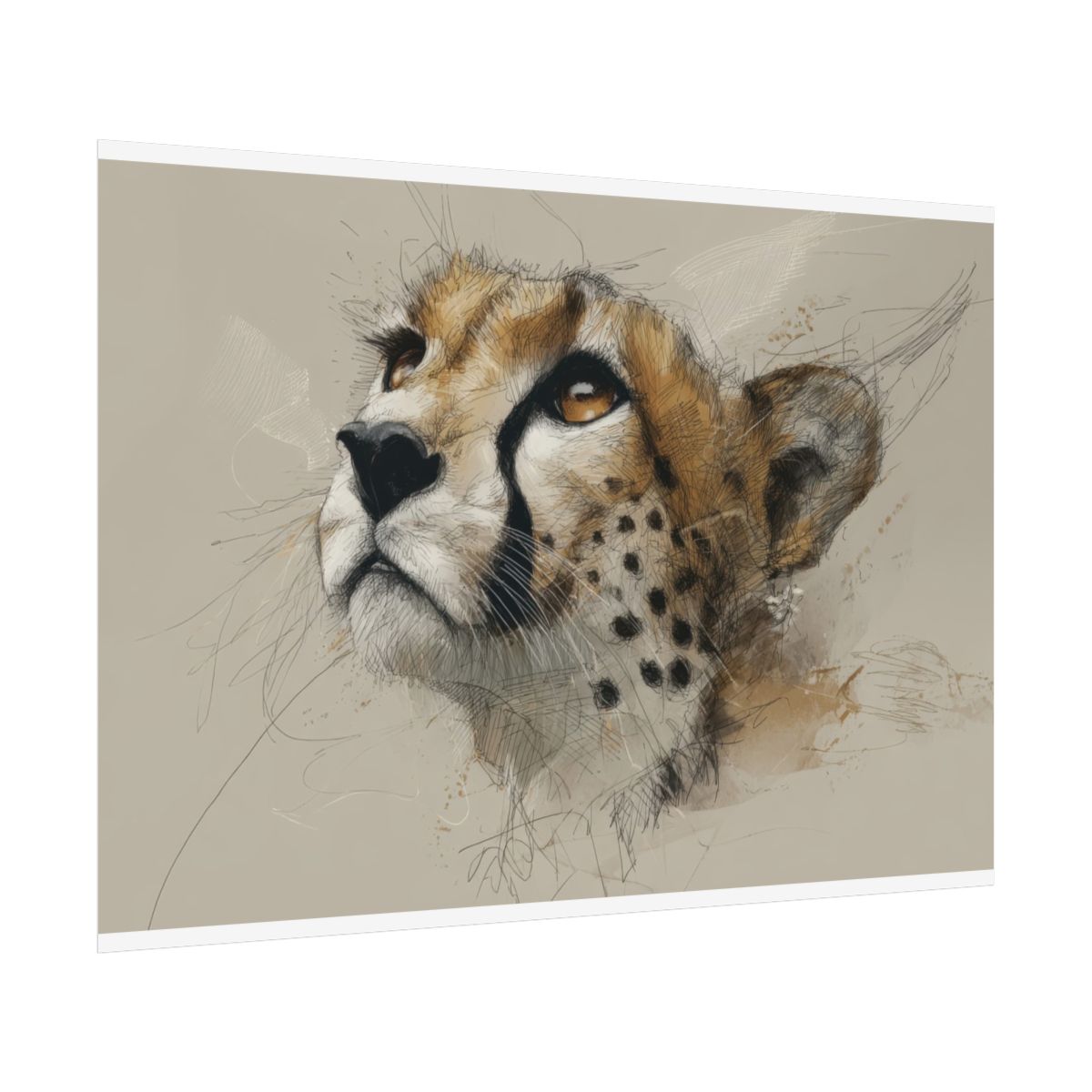 Cheetah Face Canvas Wall Art – fine art poster print