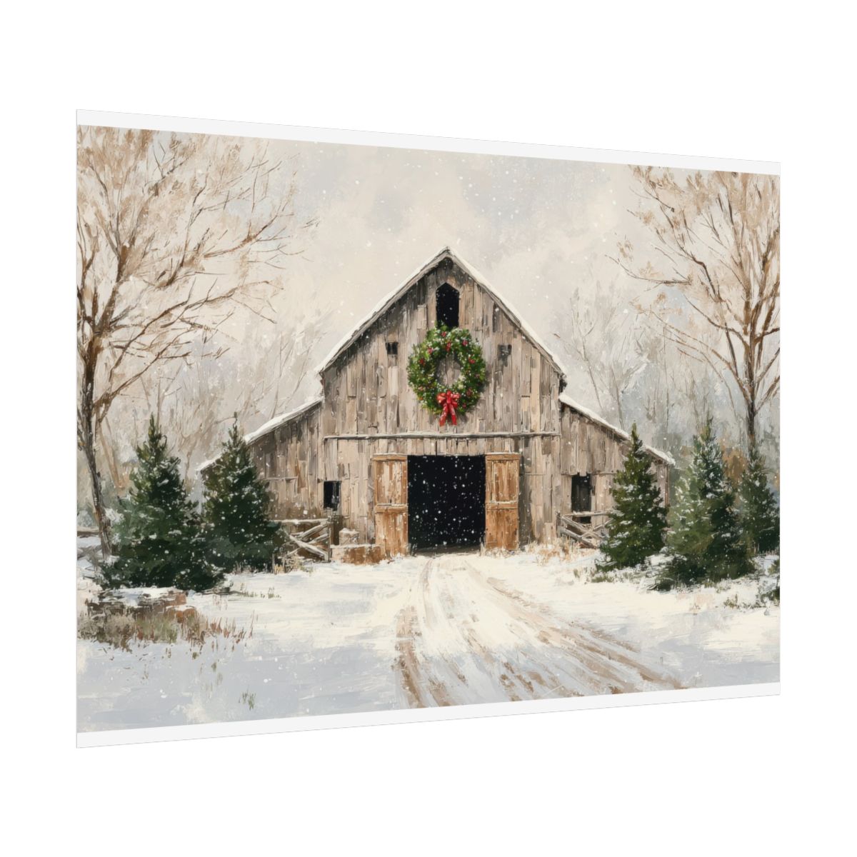Christmas Barn Canvas Wall Art – fine art poster print