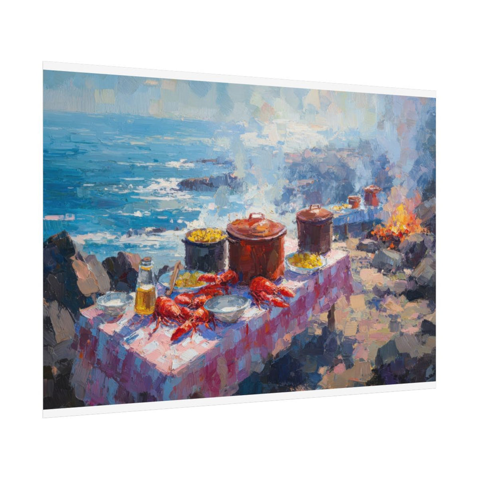 Coastal Lobster Feast Canvas Art – fine art poster print