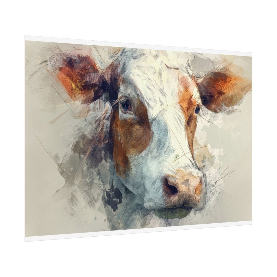 Cow Portrait Canvas Wall Art – fine art poster print