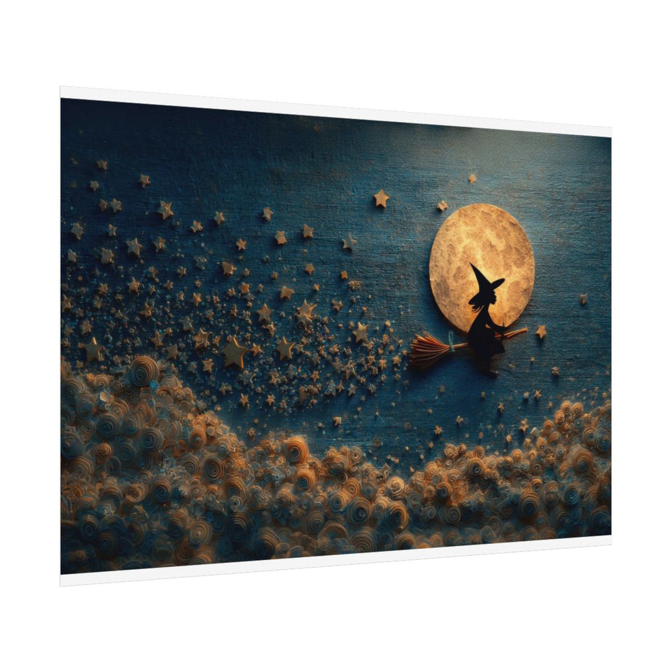 Cute Witch Canvas Wall Art – fine art poster print