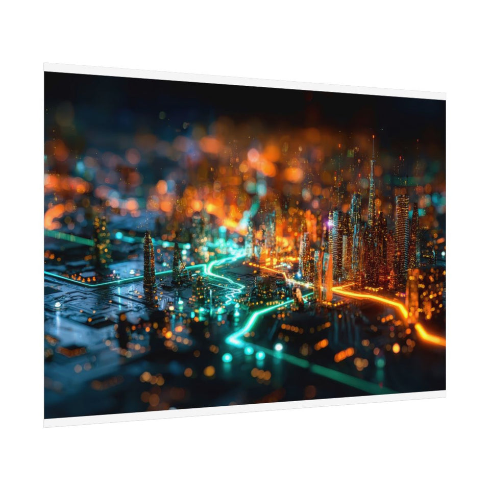 Cyberpunk Circuit Board Canvas Print – fine art poster print
