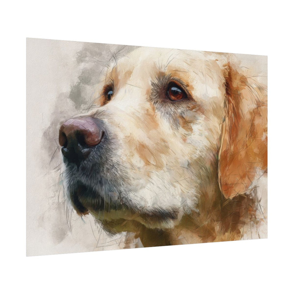 Golden Retriever Portrait Canvas Art – fine art poster print