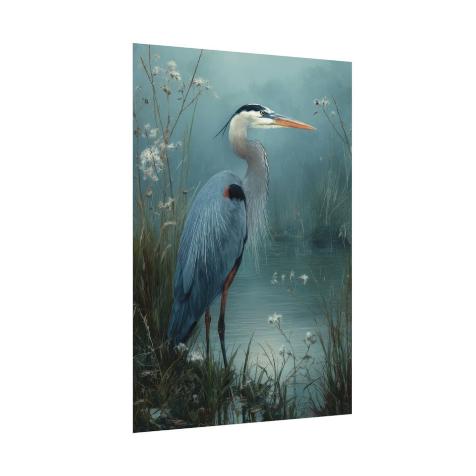 Great Blue Heron Canvas Print – fine art poster print