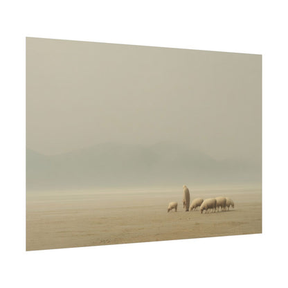 Jesus with Sheep Canvas Wall Art – fine art poster print