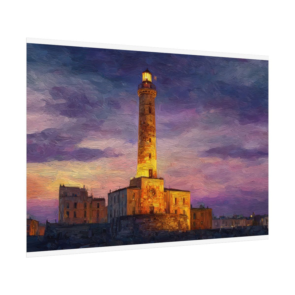 Lighthouse of Genoa Canvas Wall Art – fine art poster print