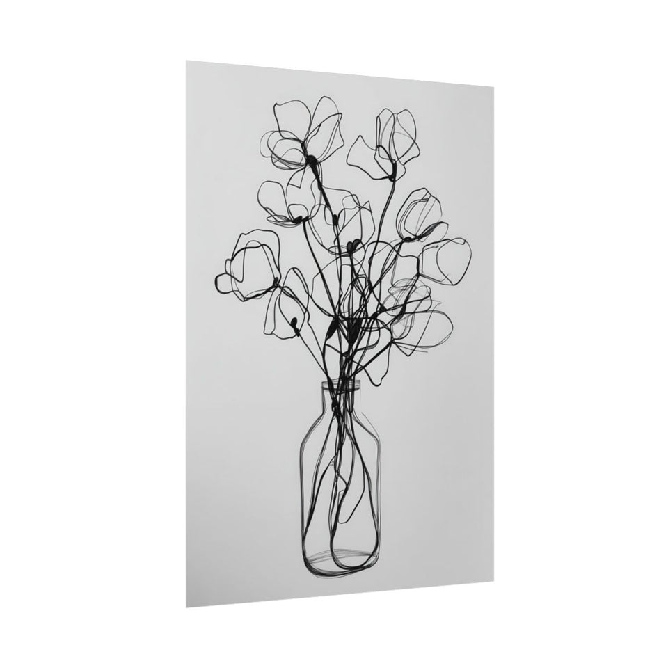Minimalist Line Art Floral Print – fine art poster print