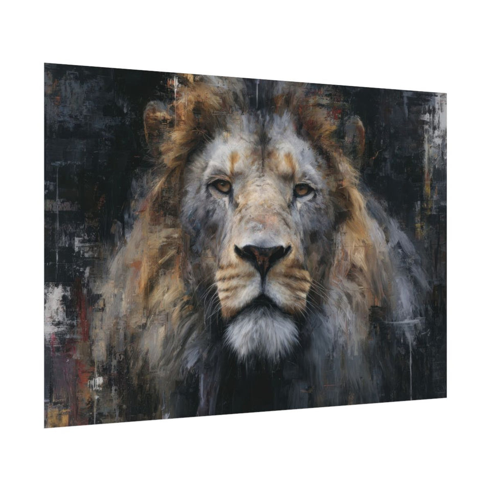Modern Lion Portrait Canvas Wall Art – fine art poster print
