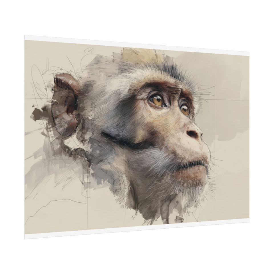 Monkey Portrait Canvas Wall Art – fine art poster print