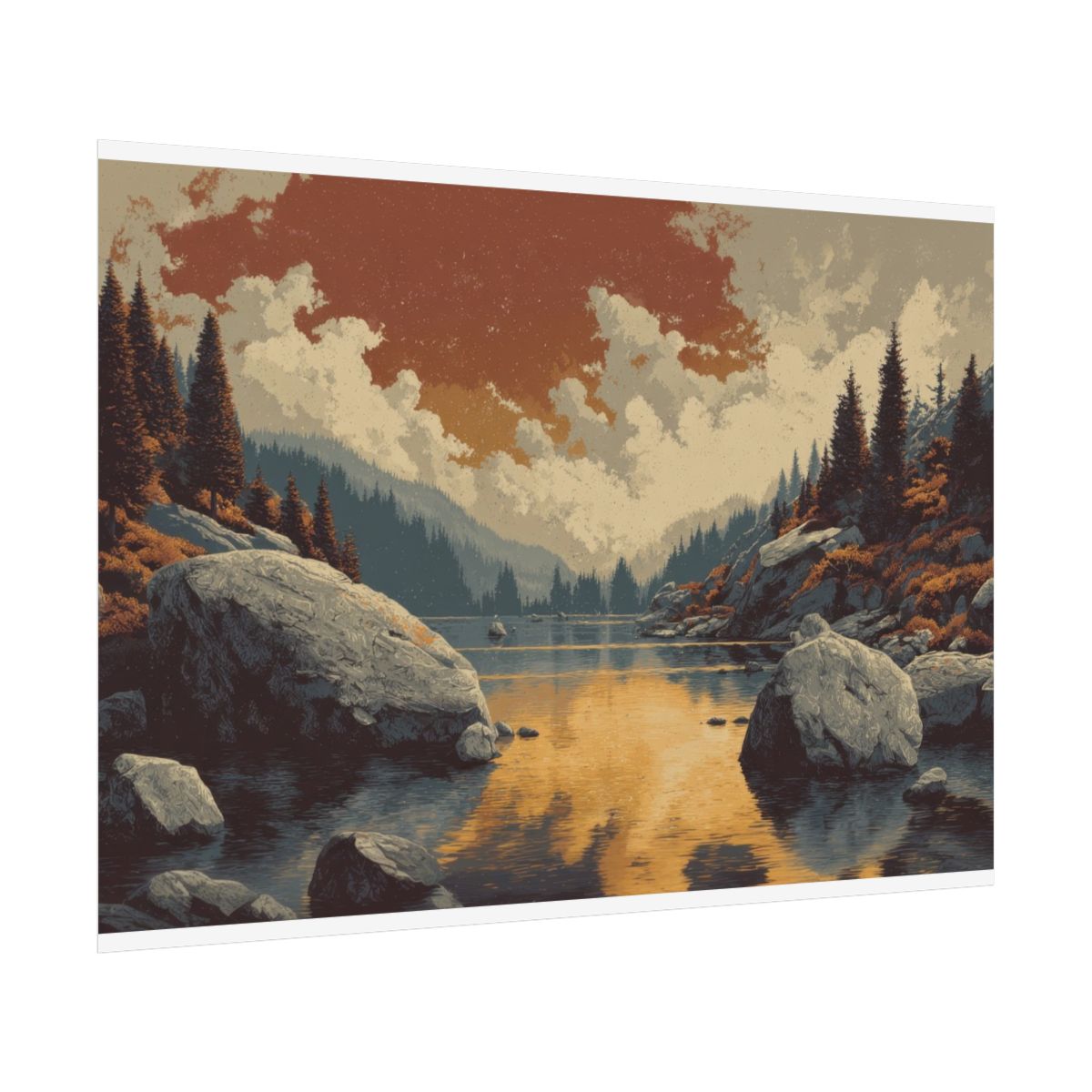 Mountain Lake Sunset Canvas Print – fine art poster print