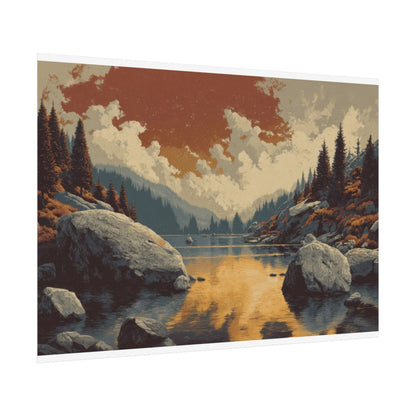 Mountain Lake Sunset Canvas Print – fine art poster print