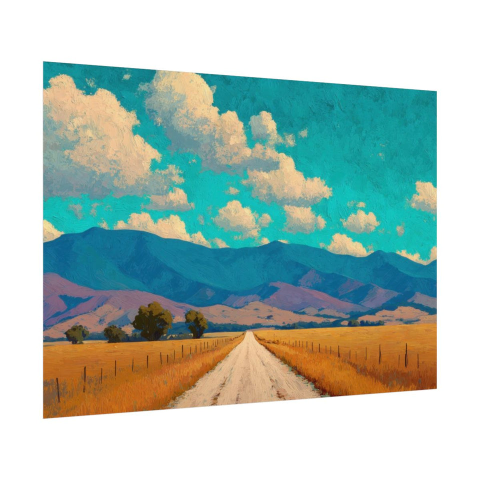 Mountain Road Landscape Canvas Wall Art – fine art poster print