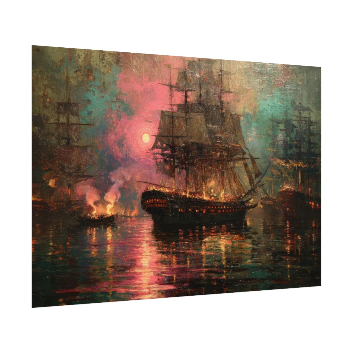 Naval Battle Canvas Print – fine art poster print