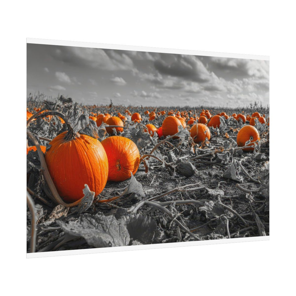 Orange Pumpkin Field Canvas Wall Art – fine art poster print
