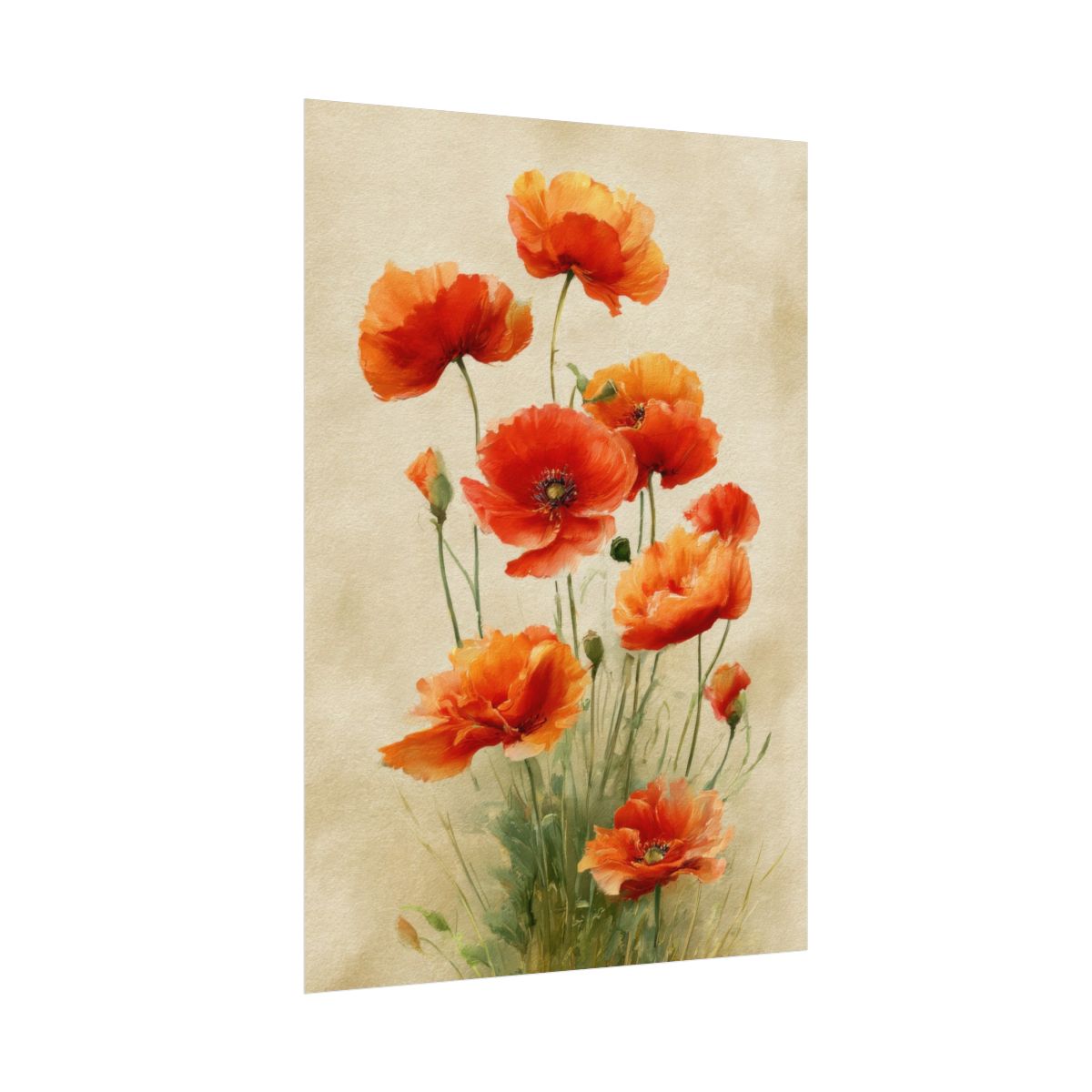 Red Poppy Watercolor Canvas Art – fine art poster print