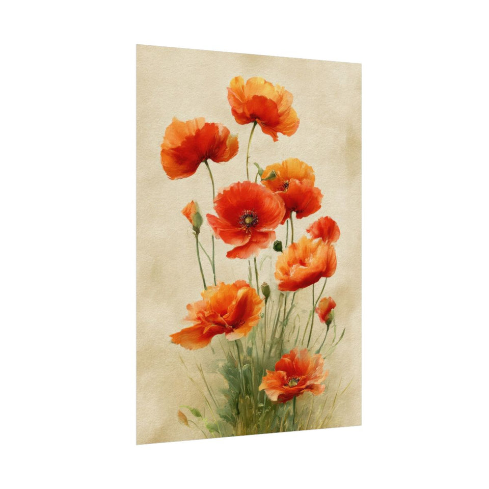 Red Poppy Watercolor Canvas Art – fine art poster print