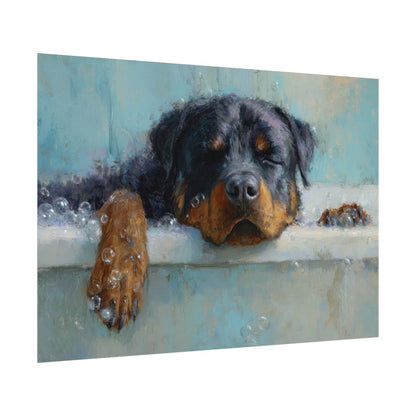 Rottweiler Bath Time Art Print – fine art poster print