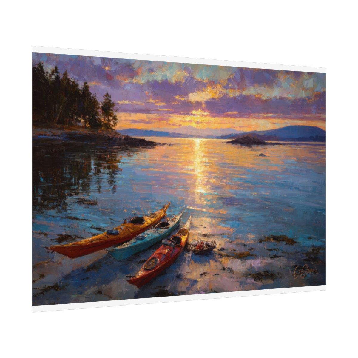 San Juan Islands Sunset Canvas Art – fine art poster print