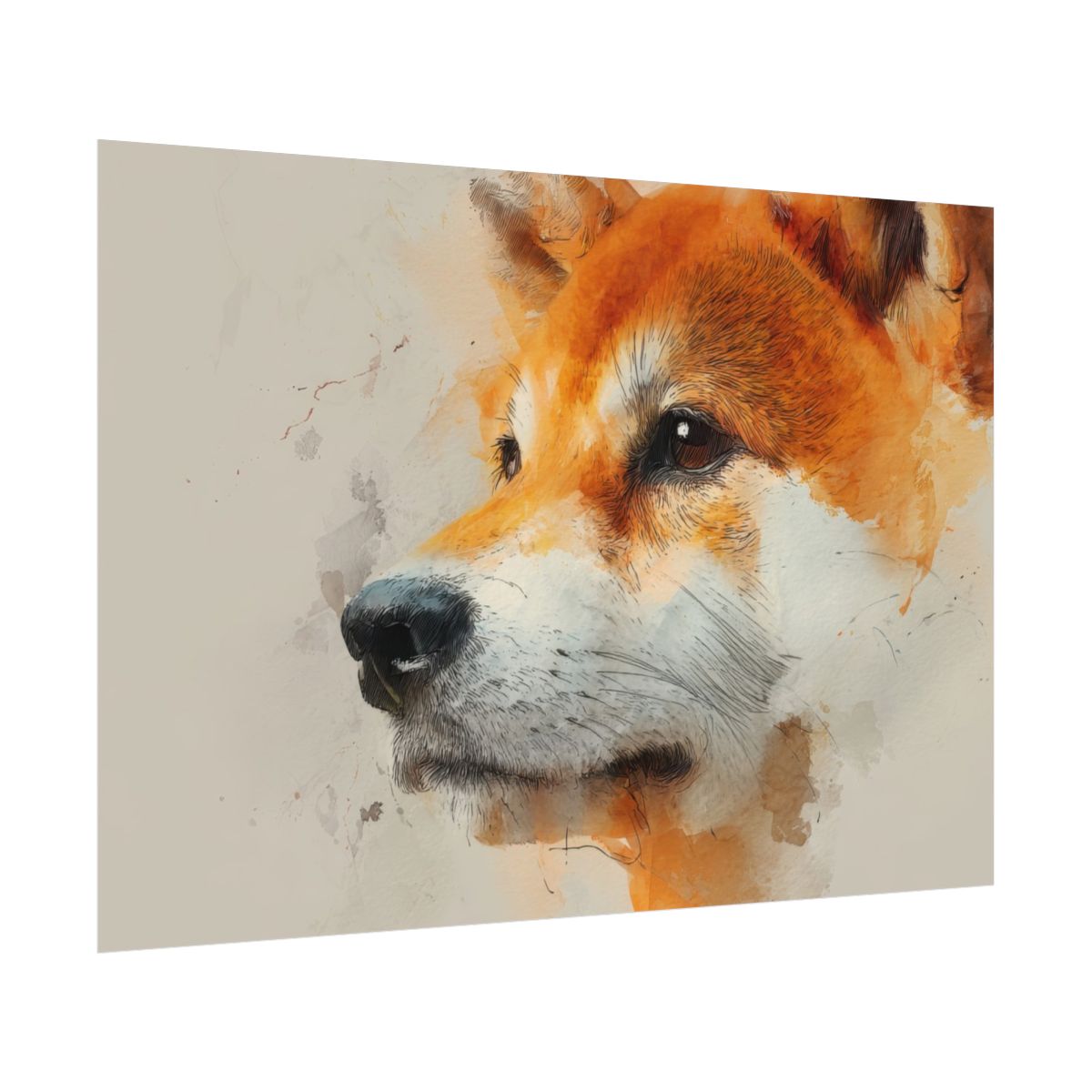 Shiba Inu Dog Portrait Canvas Wall Art – fine art poster print
