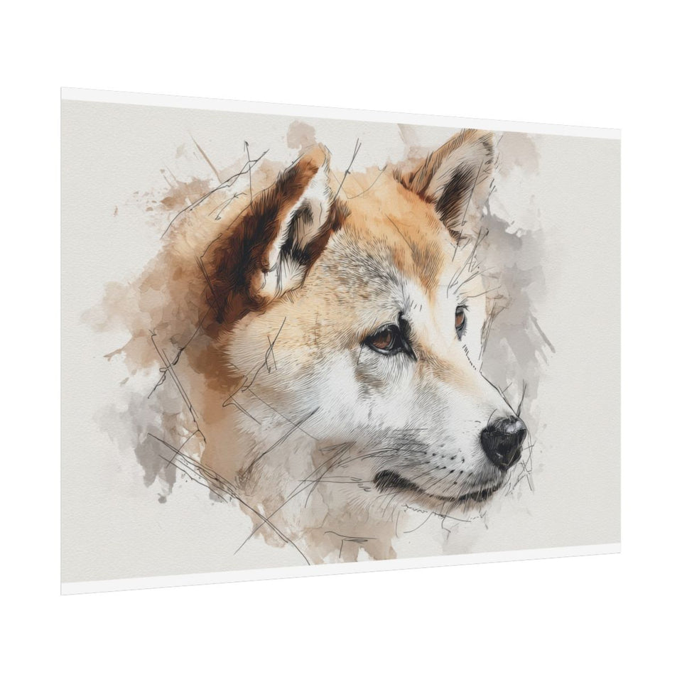 Shiba Inu Watercolor Canvas Print – fine art poster print