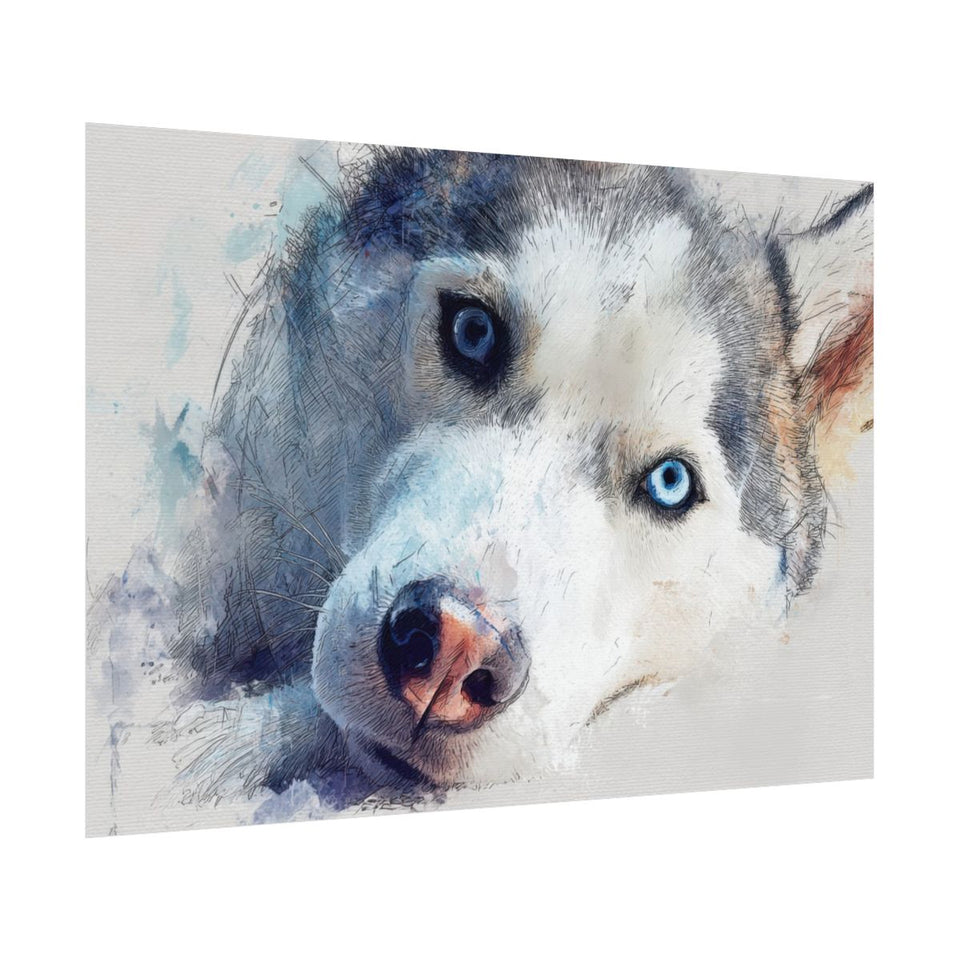 Siberian Husky Watercolor Canvas Print – fine art poster print