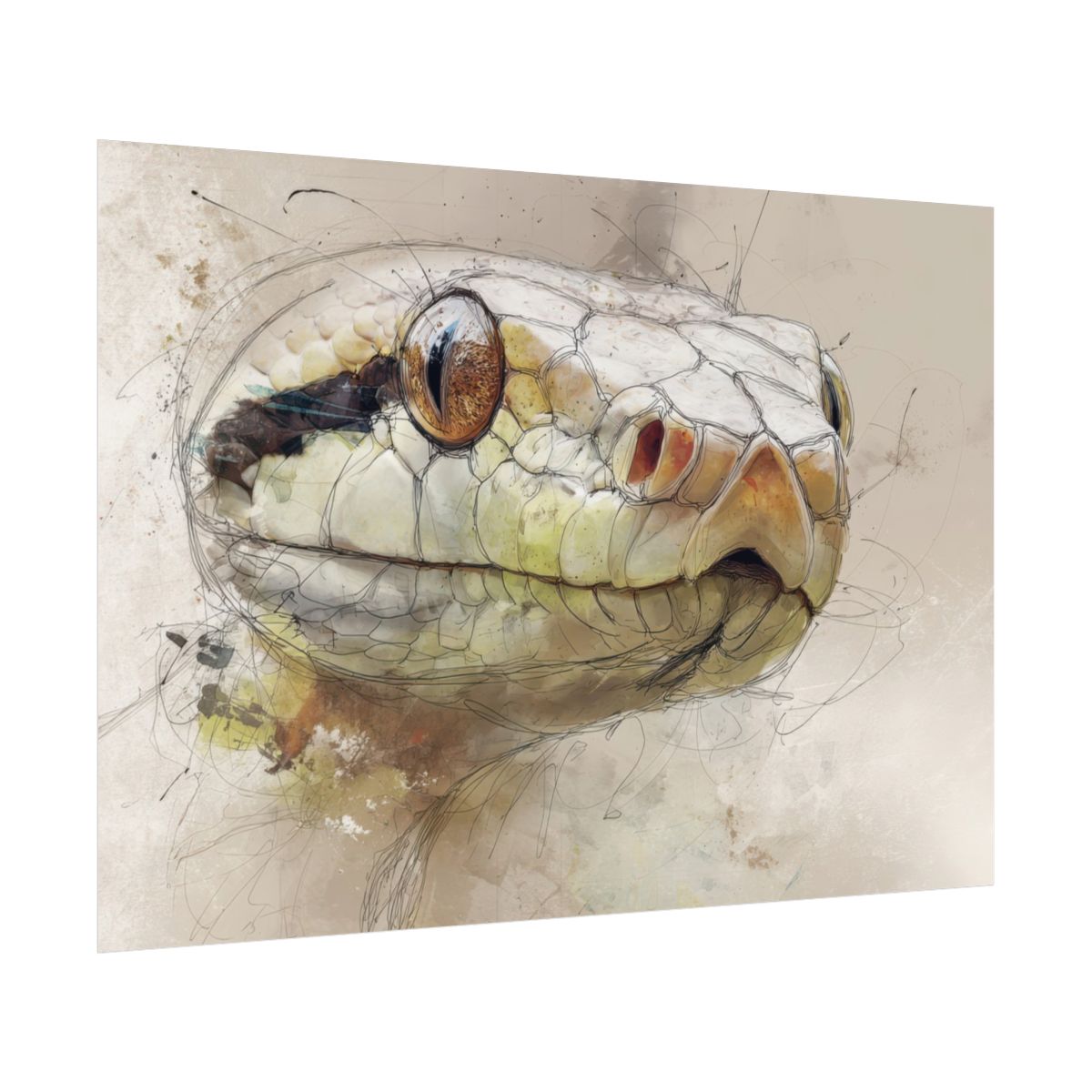 Snake Portrait Canvas Wall Art – fine art poster print