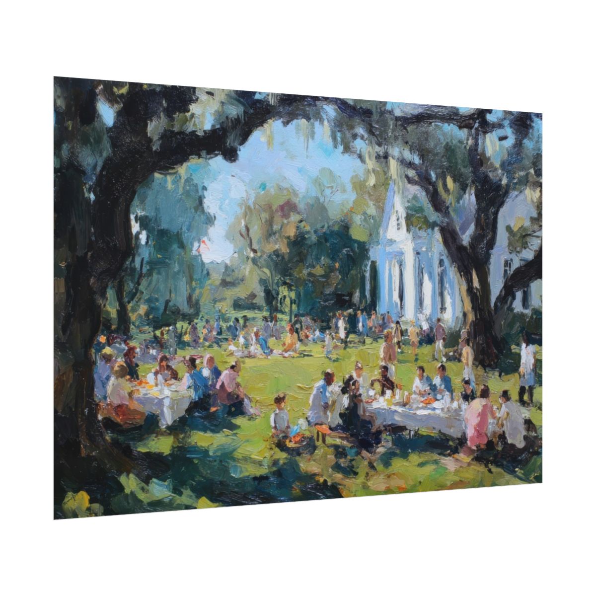 Southern Church Picnic Canvas Print – fine art poster print