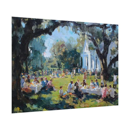 Southern Church Picnic Canvas Print – fine art poster print