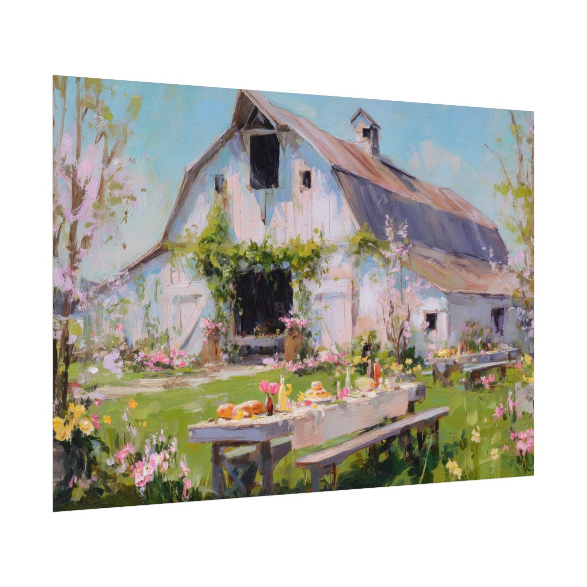 Spring Barn Wedding Canvas Print – fine art poster print