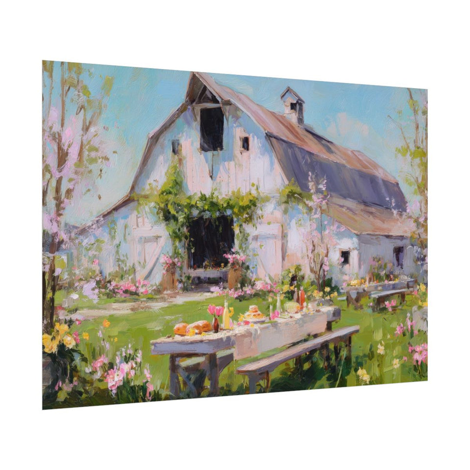 Spring Barn Wedding Canvas Print – fine art poster print