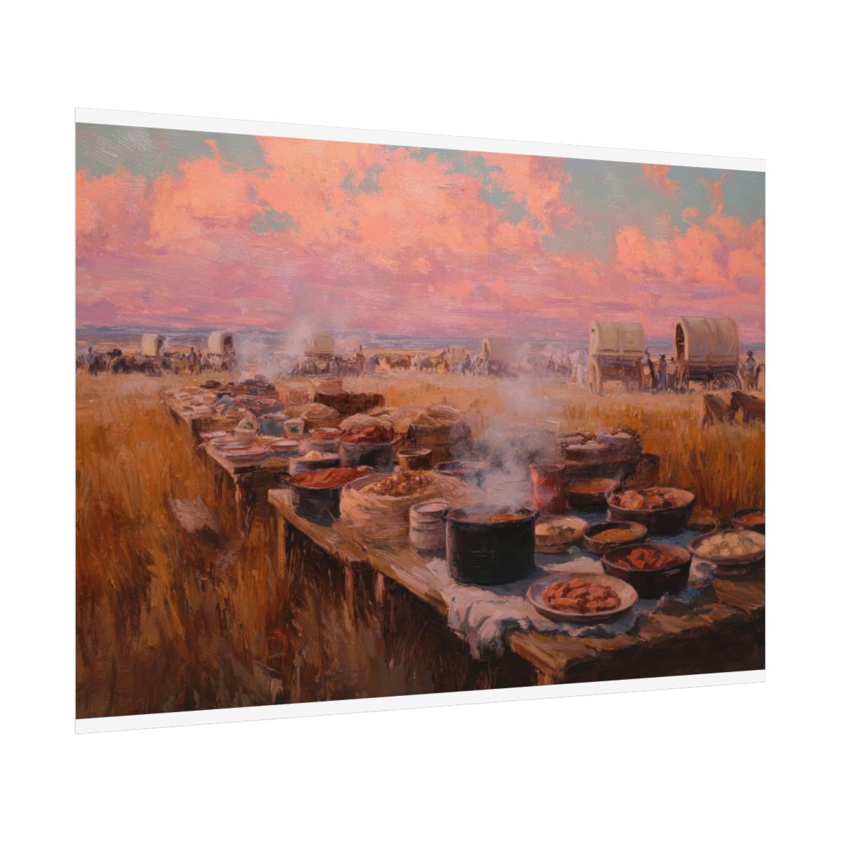 Western Chuckwagon Dinner Canvas Art – fine art poster print