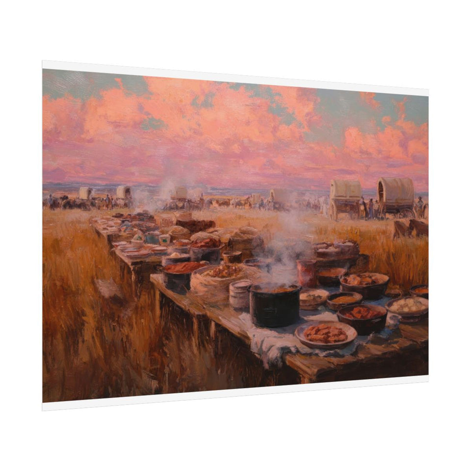 Western Chuckwagon Dinner Canvas Art – fine art poster print
