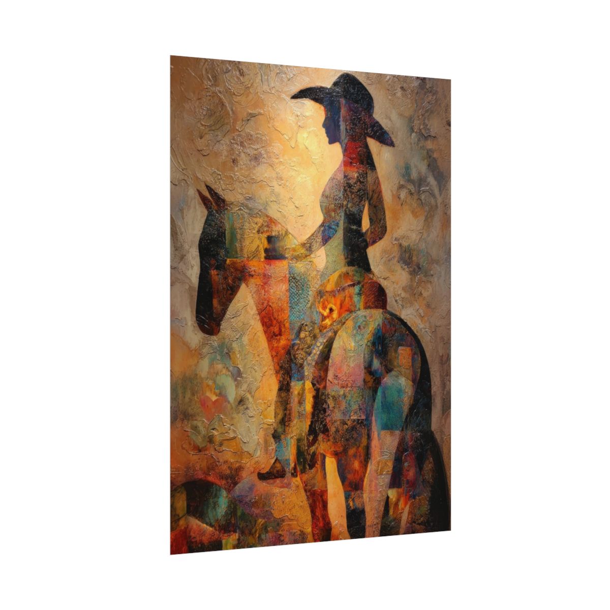Western Cowgirl Abstract Canvas Art – fine art poster print