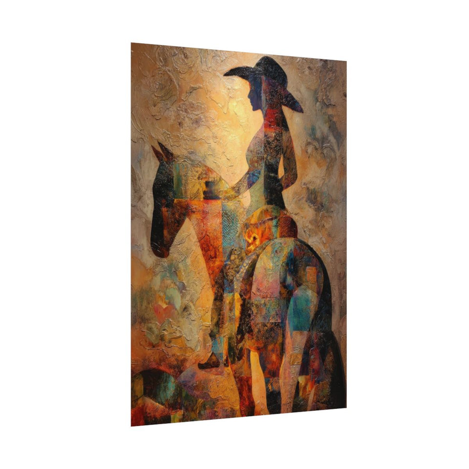 Western Cowgirl Abstract Canvas Art – fine art poster print