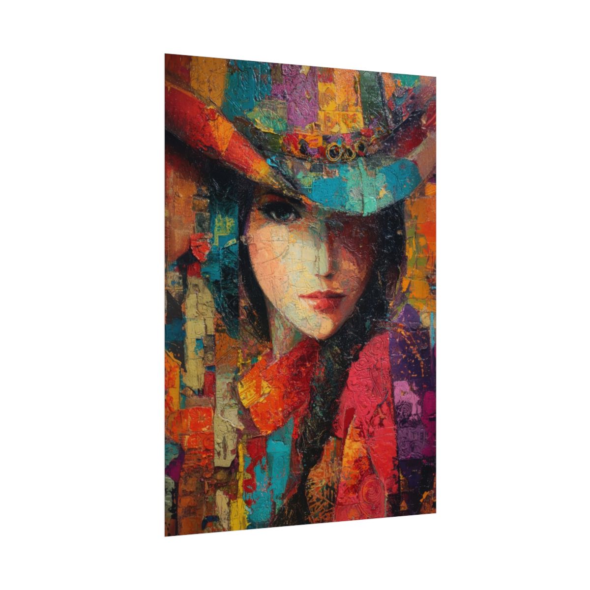 Western Cowgirl Abstract Canvas Wall Art – fine art poster print