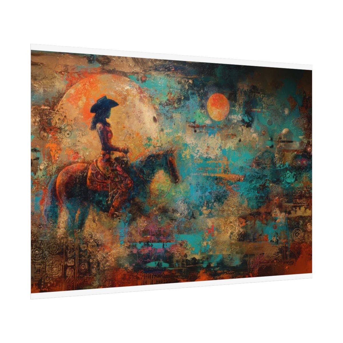 Western Cowgirl Witch Abstract Canvas Art – fine art poster print