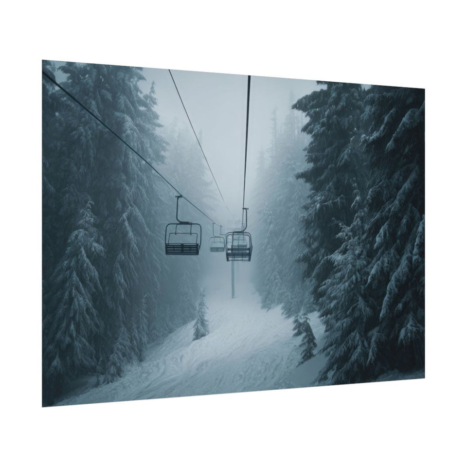 Winter Ski Lift Canvas Wall Art – fine art poster print