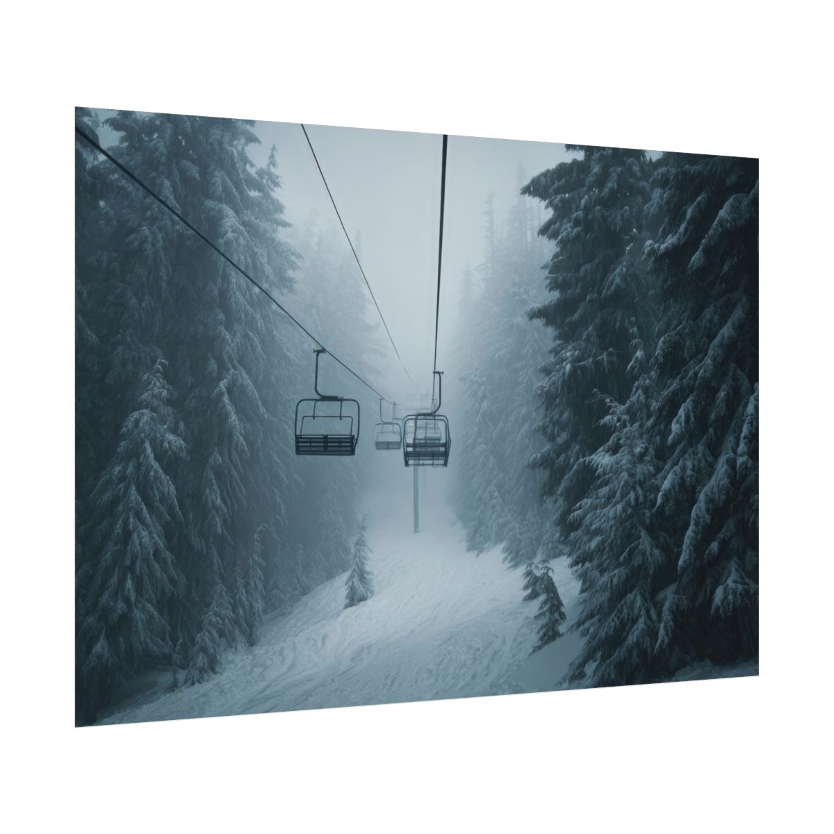 Winter Ski Lift Canvas Wall Art – fine art poster print