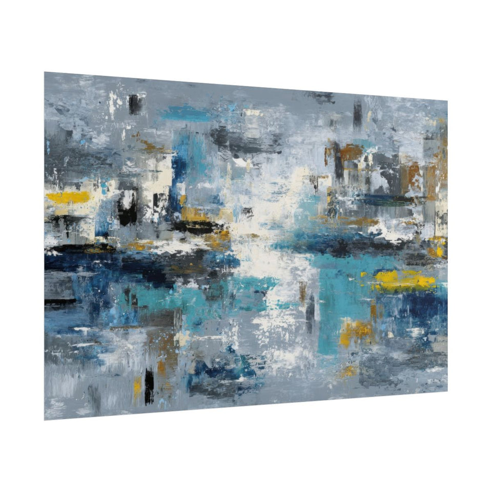 Abstract Blue Gray Canvas Wall Art – fine art poster print