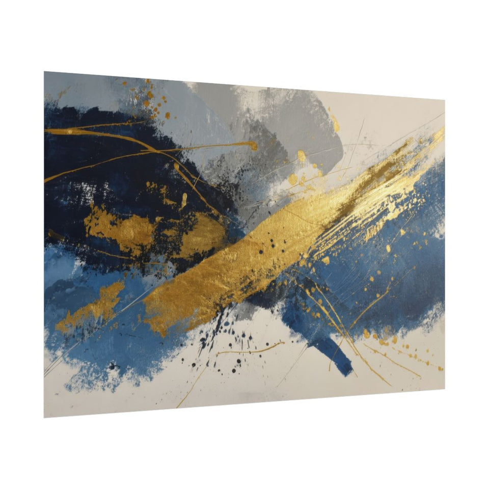 Abstract Gold Blue Canvas Wall Art – fine art poster print
