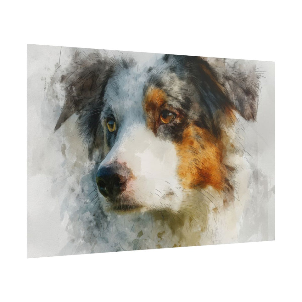 Australian Shepherd Portrait Wall Art – fine art poster print