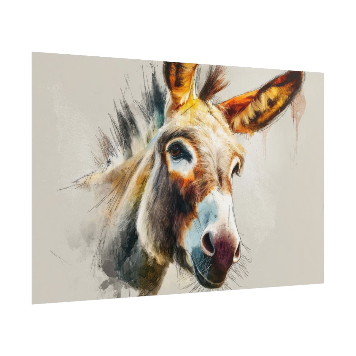 Donkey Portrait Canvas Wall Art – fine art poster print