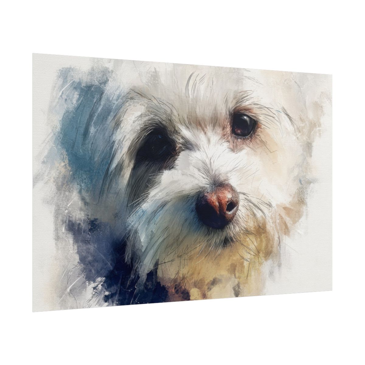 Maltese Dog Portrait Canvas Print – fine art poster print