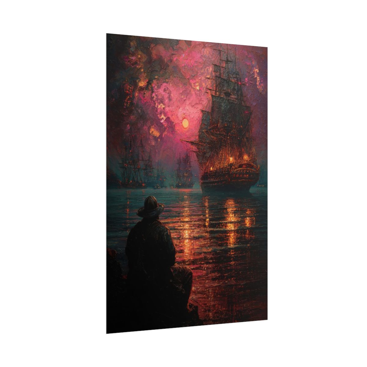 Naval Battle Canvas Wall Art – fine art poster print